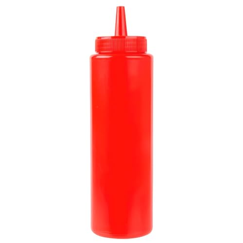 OCS Parts 8 Ounce Red Squeeze Condiment Bottle