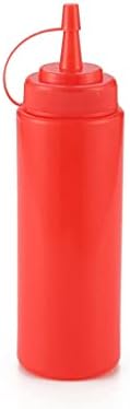 Sleek 3-Piece Squeeze Dispenser for Ketchup Mustard and Vinegar in Red