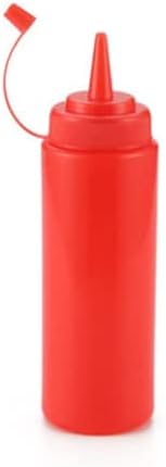 Sleek 3-Piece Squeeze Dispenser for Ketchup Mustard and Vinegar in Red