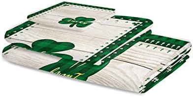 ZOE GARDEN Buffalo Plaid Check Shamrock Bath Towels Set