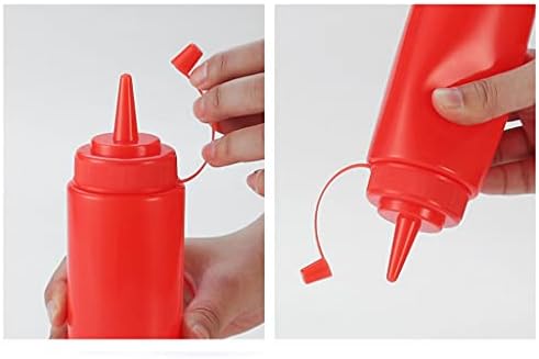 Sleek 3-Piece Squeeze Dispenser for Ketchup Mustard and Vinegar in Red