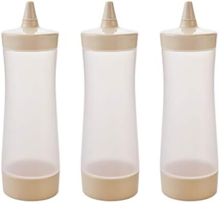 Delura Condiment Squeeze Set 3 Piece Kitchen Reusable Mustard Ketchup Squeeze Bottles