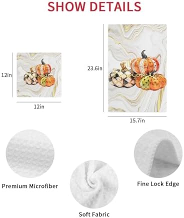 Falaniique Marble Pumpkins Waffle Towel Set of 2