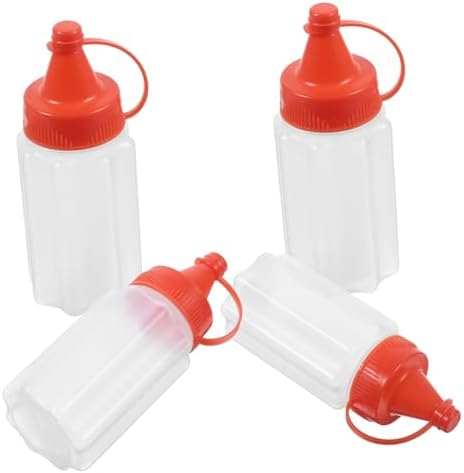 Homoyoyo 4-Pack Plastic Squeeze Condiment Bottles with Caps