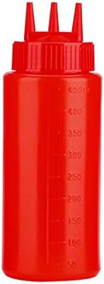 15oz Red Durable Squeeze Bottle Multi-Purpose Kitchen Tool Leak-Proof
