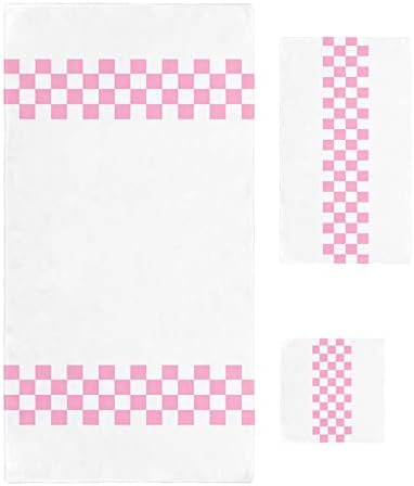 Pink Buffalo Check Towel Set Quick Dry Bath Rug