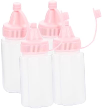 Luxshiny 4-Piece Squeeze Bottles for Honey Condiments Reusable Salad Dressing Containers