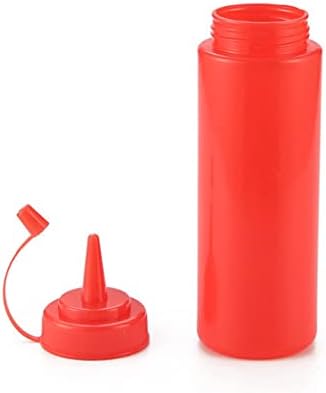 Sleek 3-Piece Squeeze Dispenser for Ketchup Mustard and Vinegar in Red