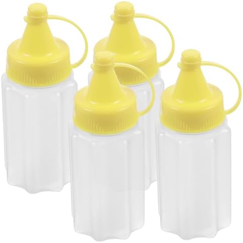 4pcs Reusable Condiment Squeeze Bottles for Ketchup Mustard Honey and Salad Dressings