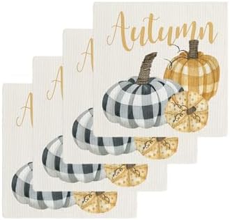 Thanksgiving Fall Waffle Dish Towels Set of 4