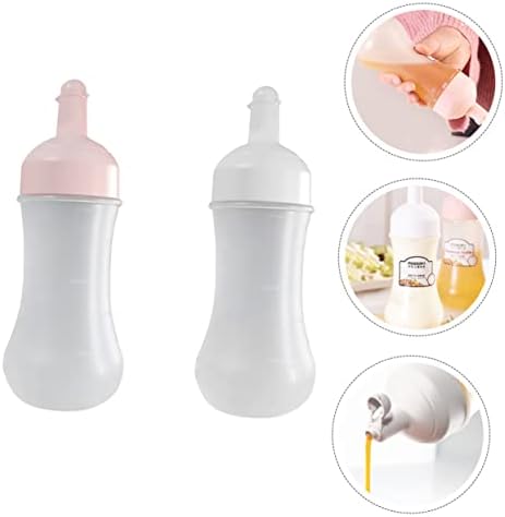 2x 350ml Squeeze Bottles Kitchen Condiment Dressing Dispensers