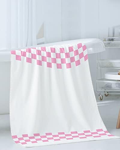 Pink Buffalo Check Towel Set Quick Dry Bath Rug