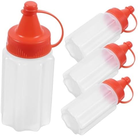 4-Pack Reusable Squeeze Bottles for Condiments - Mess-Free Space-Saving Design
