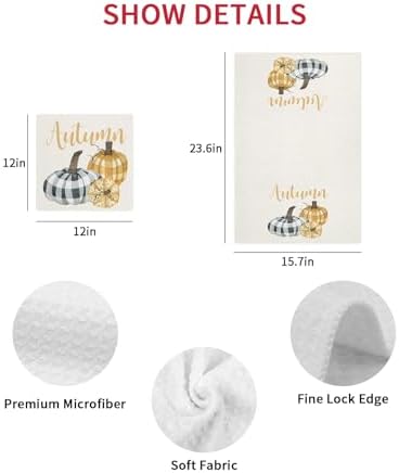 Thanksgiving Fall Waffle Dish Towels Set of 4