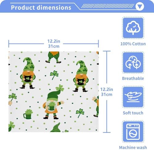 St Patricks Day Gnome Washcloths 2 Pack