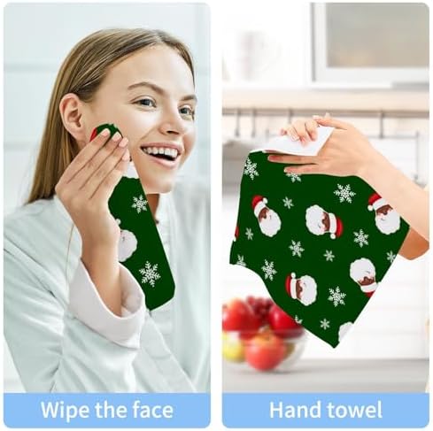 Christmas Santa Claus Washcloths 2 Pack Soft Cotton Towels