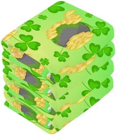 St Patricks Day Shamrock Washcloth Set Soft Cotton Face Towels