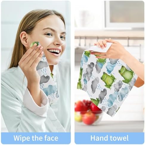 Cute Soft 12x12 Washcloths FJDENG Frog Face Towels for BATH GYM SPA