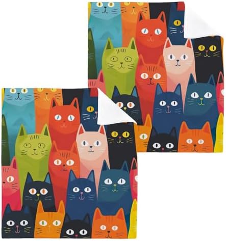 YETTASBINCat Washcloths 2 Pack Soft Absorbent 12x12 inch