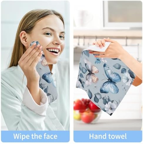 YETTASBIN Butterfly Soft Cotton Face Towels 2-Pack