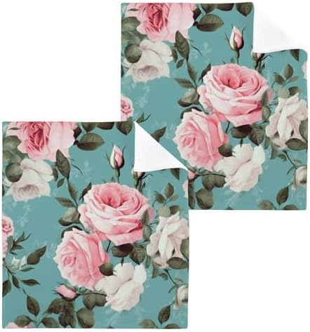 Pretty Rose Pink Reusable Washcloth Set Soft Cotton Face Towel