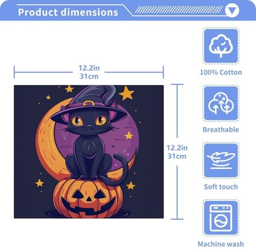 Halloween CAT Washcloth Set Spooky Soft Reusable for Kids Babies