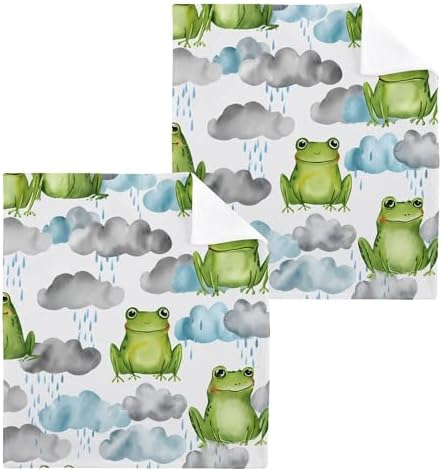 Cute Soft 12x12 Washcloths FJDENG Frog Face Towels for BATH GYM SPA