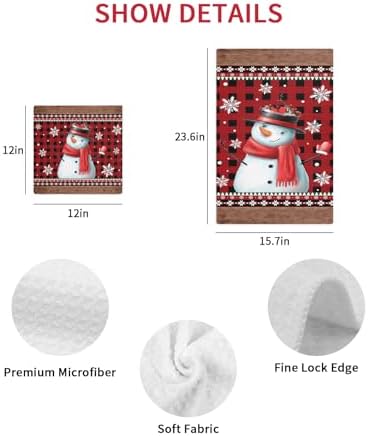 Christmas Snowman Waffle Towels Set of 2