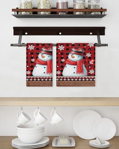 Christmas Snowman Waffle Towels Set of 2