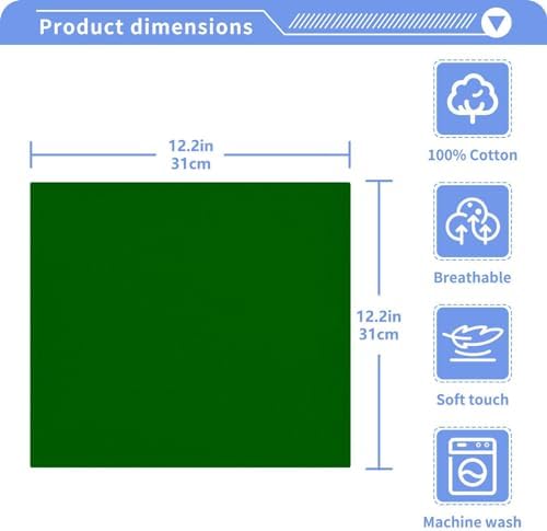 KEIGE 2Pcs Dark Green Washcloths Soft Durable 12x12in Bathroom Kitchen Use