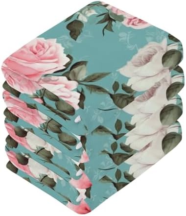 Pretty Rose Pink Reusable Washcloth Set Soft Cotton Face Towel