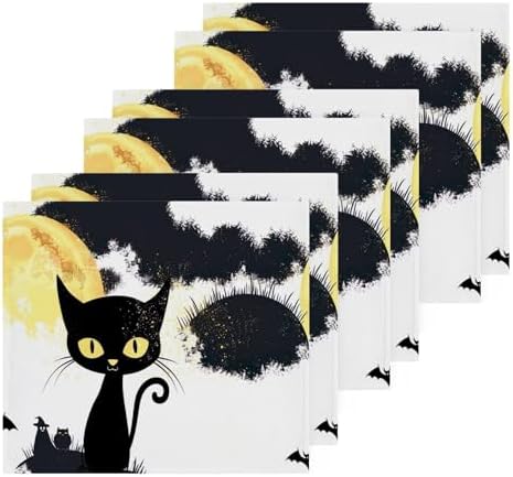 Spooky Halloween Cat Washcloth Set - Soft Absorbent Reusable Fingertip Towels