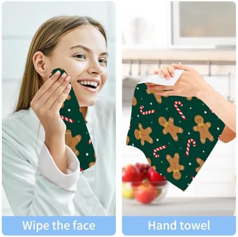 Christmas Gingerbread Man Washcloth Set 12x12 Soft Absorbent Washcloths