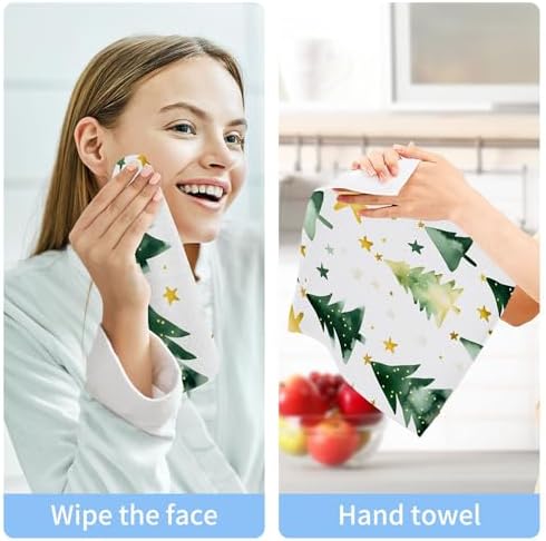 Xigua Christmas Tree Washcloth Set for Bathroom Use