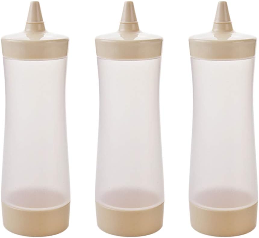 Delura Condiment Squeeze Set 3 Piece Kitchen Reusable Mustard Ketchup Squeeze Bottles
