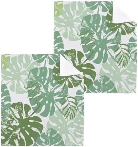 Burbuja Green Palm Leaves 100 Cotton Washcloth Set
