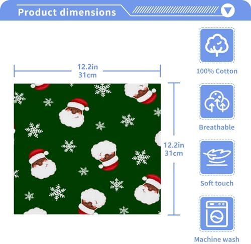 Christmas Santa Claus Washcloths 2 Pack Soft Cotton Towels
