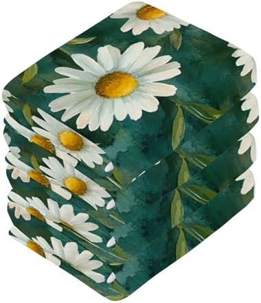 Xigua White Daisies Washcloths Set of 2 12x12 Inch