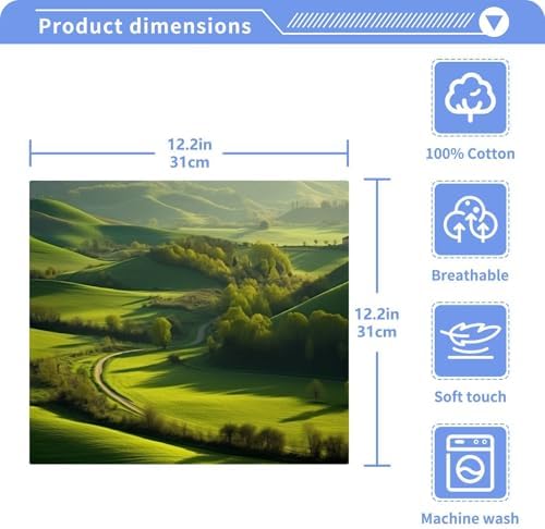 Must-Have Green Landscape Washcloth 12x12 Soft Reusable