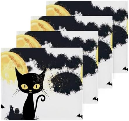 Spooky Halloween Cat Washcloth Set - Soft Absorbent Reusable Fingertip Towels