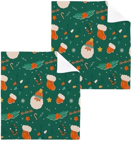 Xigua Santa Claus Green Washcloth Set for Holiday Use