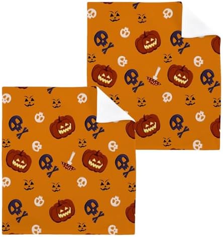 Halloween Pumpkin Skull Washcloths 2 Pack