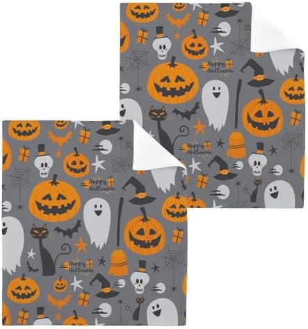 Halloween pumpkin ghost washcloths
