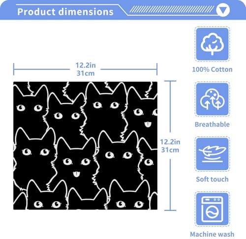 Halloween Cat Washcloths 2 Pack - Soft Absorbent Towels