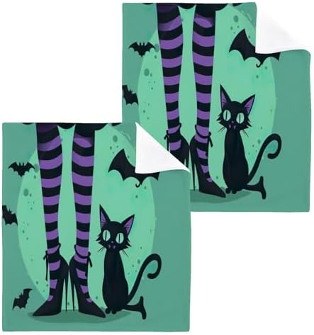 Halloween Cat Washcloth Set - Soft Reusable and Durable