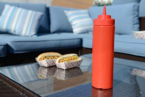 EcoQuality 6-Pack Red Squeeze Condiment Bottles