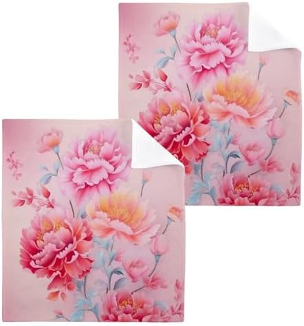 2-Piece Abstract Floral Washcloth Set - Soft Absorbent Baby Face Towels
