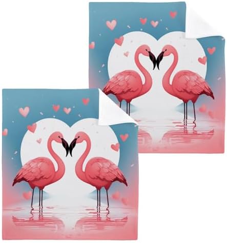 Flamingo Washcloths 2 Pack Soft Absorbent Cotton Bath Towels