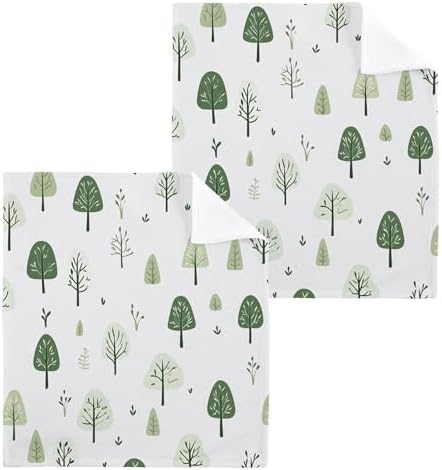 Experience Ultimate Convenience With Xigua Green Trees Cotton Washcloth Set