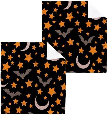 Halloween Bat Star Washcloth Set Soft Reusable 12x12 inch